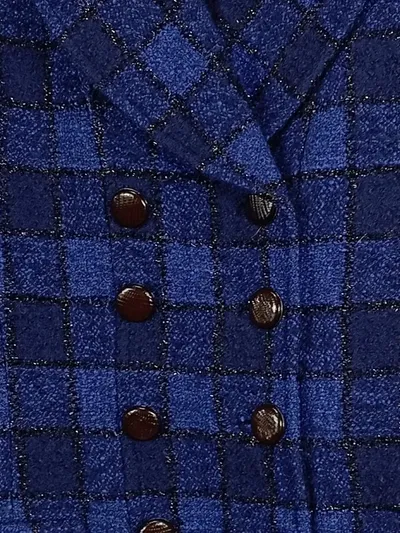 Vakko Damen Blazer Gr. 40 Kariert Blau Business Sakko
