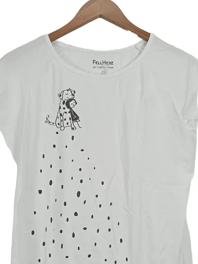 FellHerz Damen T-Shirt Gr. 40/L Weiß Casual Baumwolle Dalmatiner Motiv