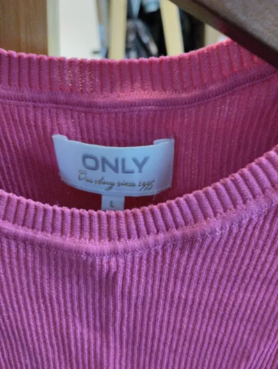 ONLY Damen Pullunder Stricktop Ärmellos Pink Rippstrick Gr. L