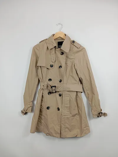 Cubus Damen Trenchcoat Gr. 36/S Beige Klassisch Baumwolle