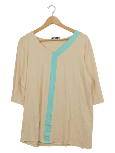 Eva Lutz Damen T-Shirt Gr. 44/XXL Beige Casual Viskose Elasthan