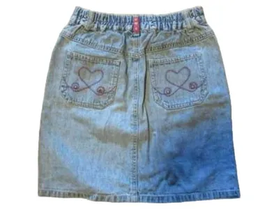 CHIBOOGI by H&M Jeansrock Mädchen Gr. 140 Blumen Stickerei Blau