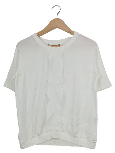 Lecomte Damen T-Shirt Gr. 38/M Weiß Casual Kurzarm