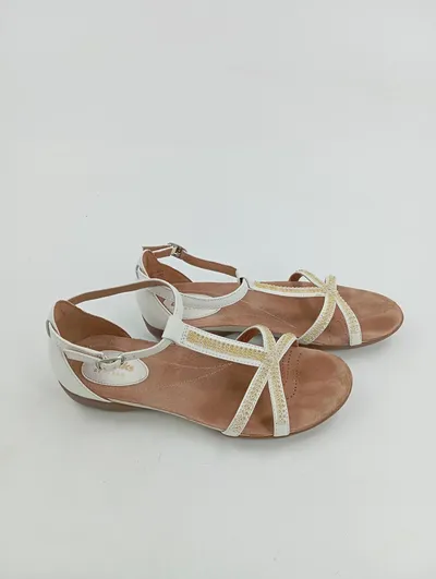 Clarks Artisan Sandaletten Damen Gr. 36 Weiß Feminin Elegant Strass