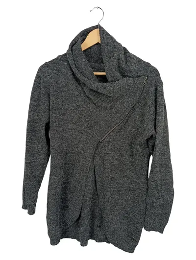 Aiki Keylook Damen Pullover Meliert Grau Langarm Reißverschluss Gr. 38/M
