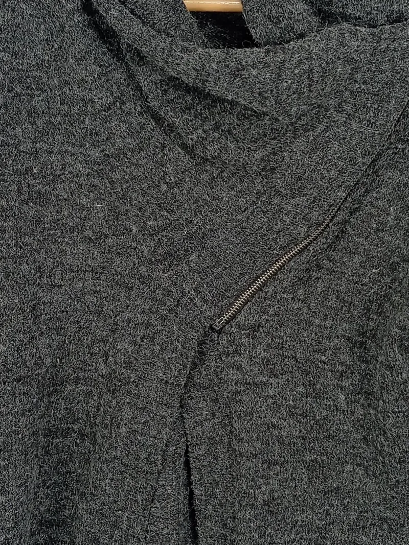 Aiki Keylook Damen Pullover Meliert Grau Langarm Reißverschluss Gr. 38/M 4