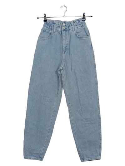 Pull&Bear Damen Paperbag Jeans Wide Fit Hellblau Gr. 36 W28 High Waist