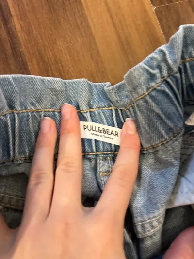 Pull&Bear Damen Paperbag Jeans Wide Fit Hellblau Gr. 36 W28 High Waist