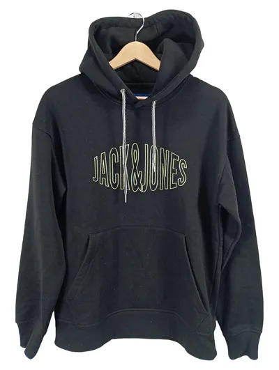 Jack & Jones Kapuzenpullover Herren Gr. M Schwarz Logo Hoodie Streetwear