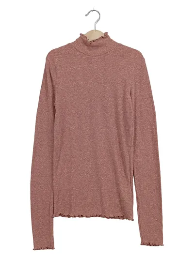 Topshop Damen Langarmshirt Rollkragen Rippstrick Rosa Gr. 34/XS Modern