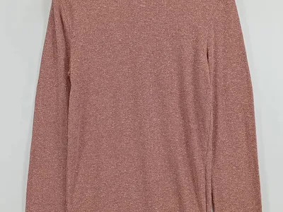 Topshop Damen Langarmshirt Rollkragen Rippstrick Rosa Gr. 34/XS Modern