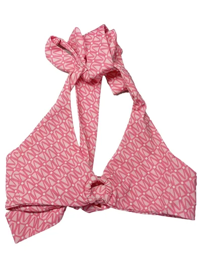 NA-KD Damen Bikini Oberteil Neckholder Pink Geometrisch Gr. 32, XXS