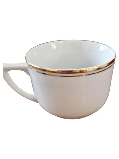 Jäger Porzellan Tasse Weiß mit Goldrand Klassisch Elegant 150ml