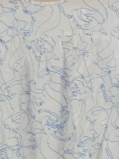 MARC O'POLO DENIM Bluse Damen Weiß Grafisch Langarm Gr. 38/M