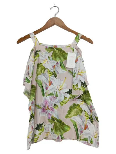 Jane Lushka Damen Top Bluse Blumenmuster Cold Shoulder Rüschen XS