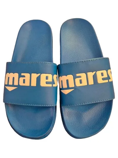 Mares Slide Sandals Badeschuhe Herren Blau Gr. 38 Logo Print Freizeit