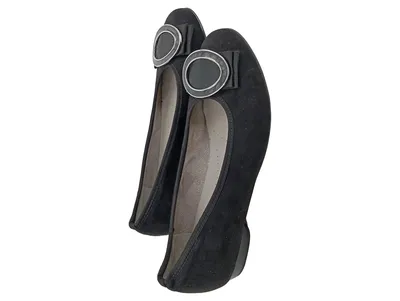 Jenny Damen Ballerinas Wildleder Gr. 37 Schwarz Casual Slip-On