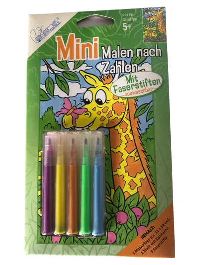Mammut Mini Malen nach Zahlen Bastelset Giraffe Filzstifte Kinder 5+ Mehrfarbig