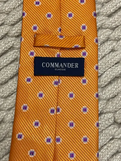 Commander Herren Krawatte Business Seide Orange Geometrisch