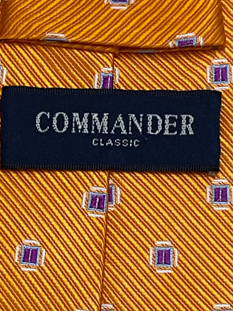 Commander Herren Krawatte Business Seide Orange Geometrisch 3
