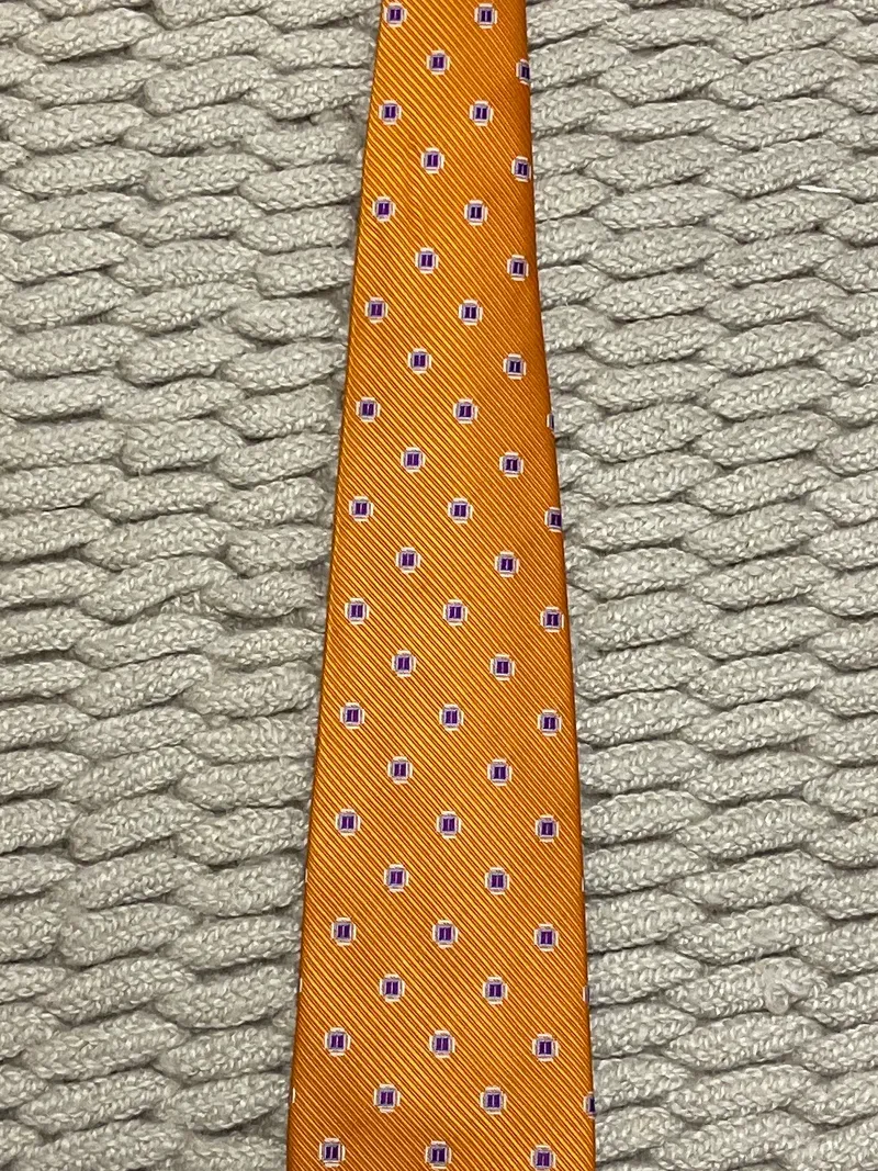 Commander Herren Krawatte Business Seide Orange Geometrisch 4