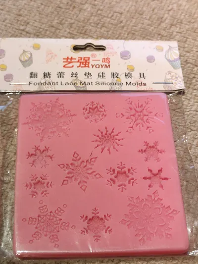 YQYM Fondant Silikonform Schneeflocken Spitzenmatte Giessform Pink