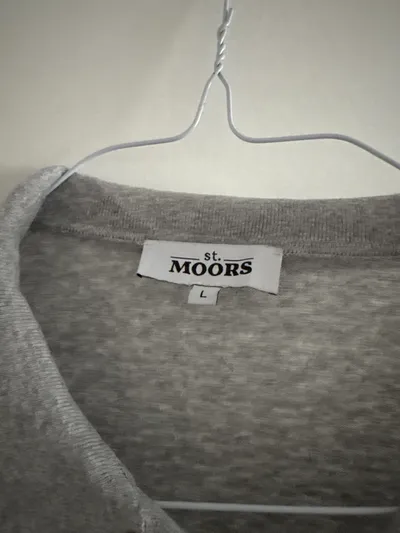 St. Moors Herren Poloshirt Gr. L Grau Meliert Baumwolle Kurzarm