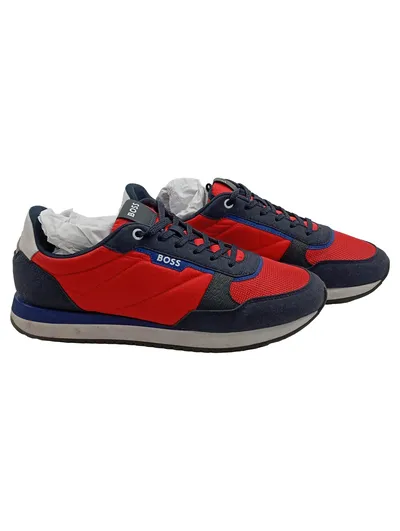 BOSS Herren Sneaker Low Rot Blau Gr. 43 Sportlich Freizeitschuh