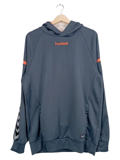 Hummel Herren Kapuzenpullover Hoodie L Grau Sportlich Polyester