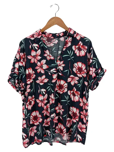 Blind Date Hemdbluse Damen Gr. 40/L Mehrfarbig Blumenmuster Casual Viskose