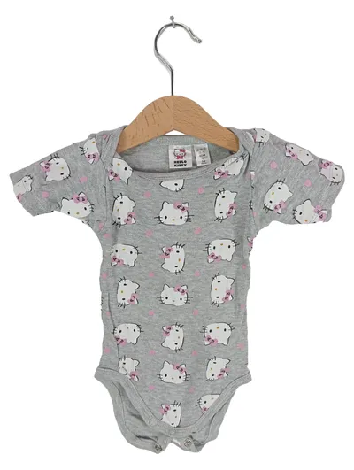 Hello Kitty Baby Body Grau Gr. 62-68 Tiermotive Baumwolle Viskose Kurzarm