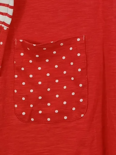 Mini Boden Mädchen Freizeitkleid Gr. 140 Rot Gestreift Punkte Baumwolle