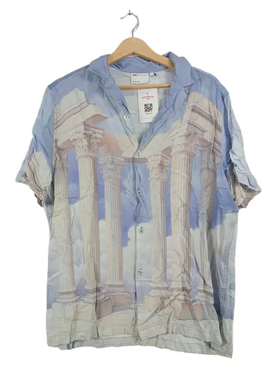 ASOS Design Herren Freizeithemd Kurzarm Grafikprint Viskose Mehrfarbig M