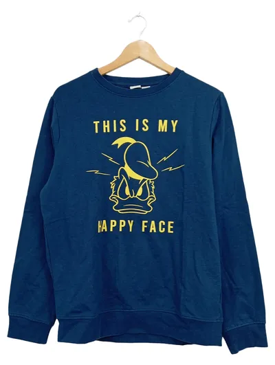 Disney Donald Duck Sweatshirt Herren M Blau This Is My Happy Face