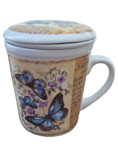 MF Design Teetasse Porzellan Schmetterling Mehrfarbig Romantisch 350ml