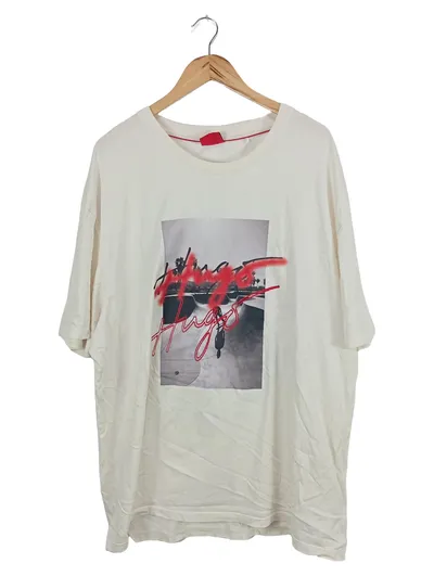 HUGO Herren T-Shirt Gr. 44 Weiß Casual mit Print Logo
