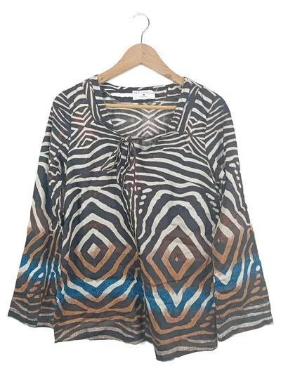 Rick Cardona Damen Bluse Langarm Animal Print Zebra M Mehrfarbig Freizeit