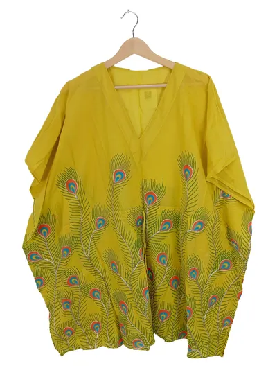 Rami Prints Damen Freizeitkleid Gelb Tiermotiv Baumwolle Gr. M