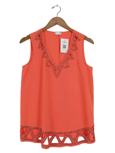 Class International Damen Bluse Orange Gr. 38 Elegant Perlenbesatz Cut-Outs