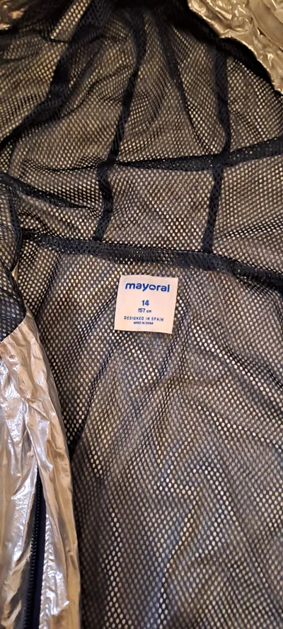Mayoral Mädchen Parka Jacke Silber Metallic Gr. 157/158 Kapuze