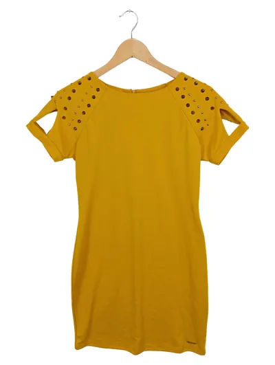Ricarda M. Businesskleid Damen Gr. 36 S Gelb Modern Kurzarm Nieten