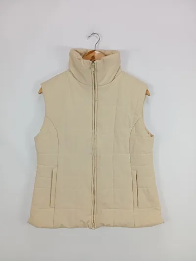 Esisto Damen Steppweste Gr. 42/XL Beige Casual Stehkragen