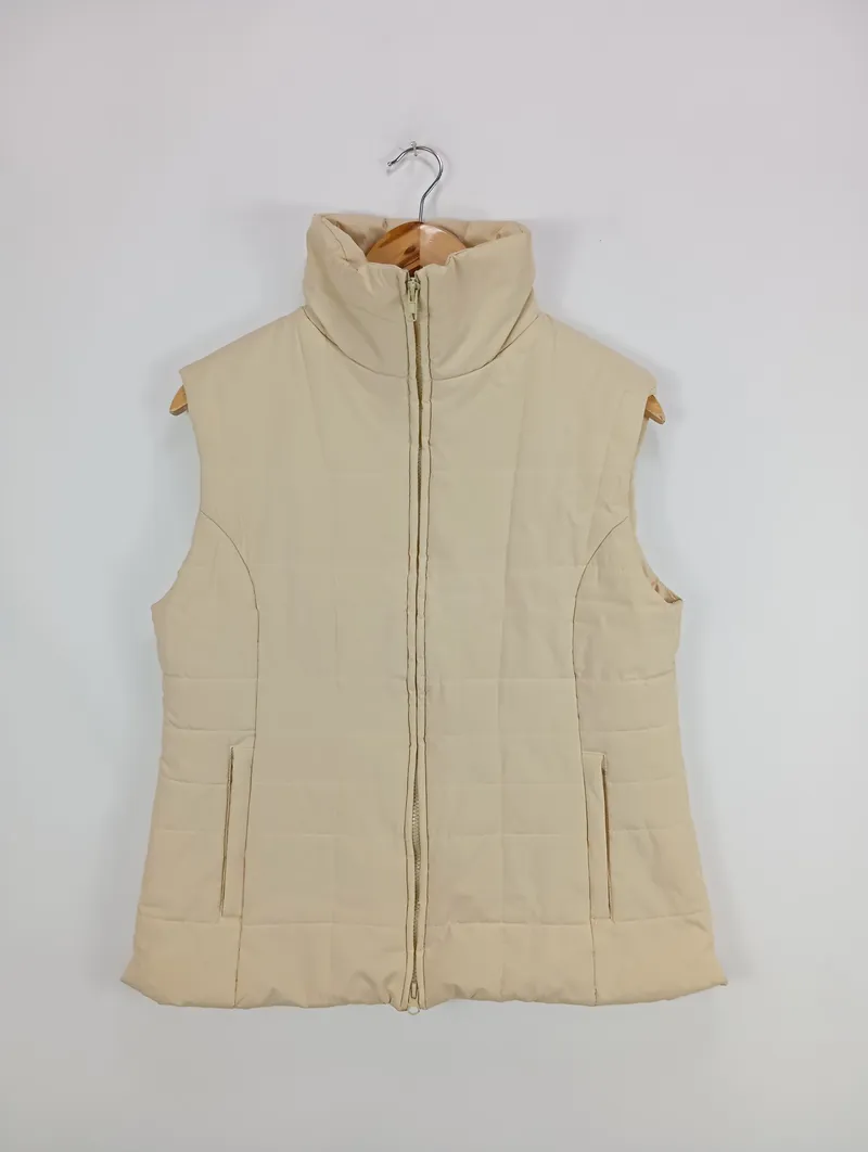 Esisto Damen Steppweste Gr. 42/XL Beige Casual Stehkragen 2