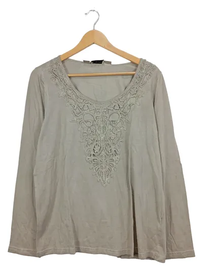 AMY VERMONT Damen Langarmshirt mit Spitze Gr. 44 Beige Feminin
