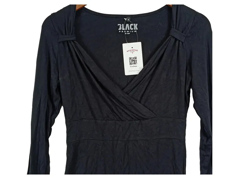 BLACK PREMIUM by EMP Damen Langarmshirt Wickeloptik Gr. 38/M Schwarz 2