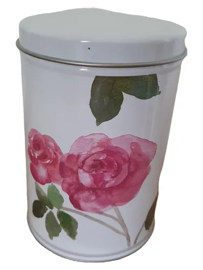 IKEA Dekodose Metall Weiß Blumenmuster Rose Romantisch 13cm