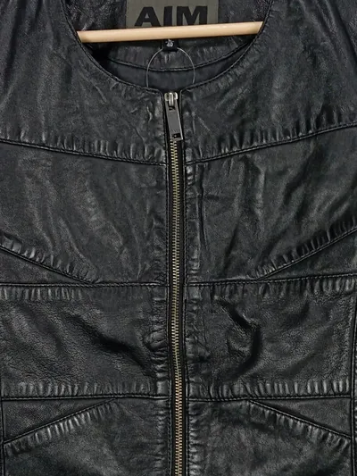 AIM Damen Lederjacke Gr. 40/L Schwarz Modern