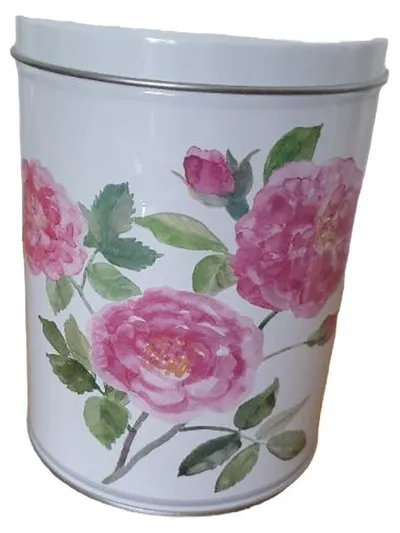 IKEA Dekodose Vorratsdose Blumenmuster Romantisch Metall Mehrfarbig 15cm Höhe