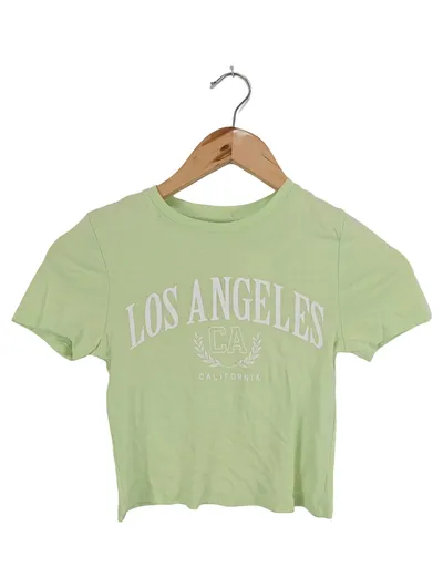 Terranova T-Shirt Damen 36 Grün Los Angeles California Schriftzug Casual