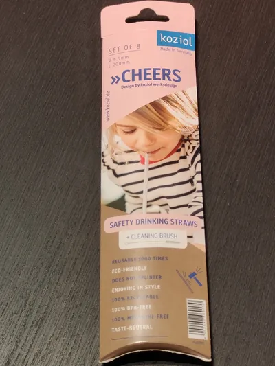 Koziol CHEERS Sicherheits-Trinkhalme 8er Set mit Reinigungsbürste BPA-frei